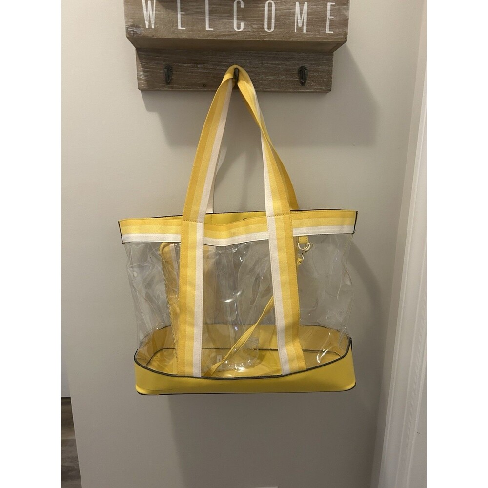 Large Yellow Trimmed Clear Bag Stadium Tote Game Day Beach Concert Sports Vacay